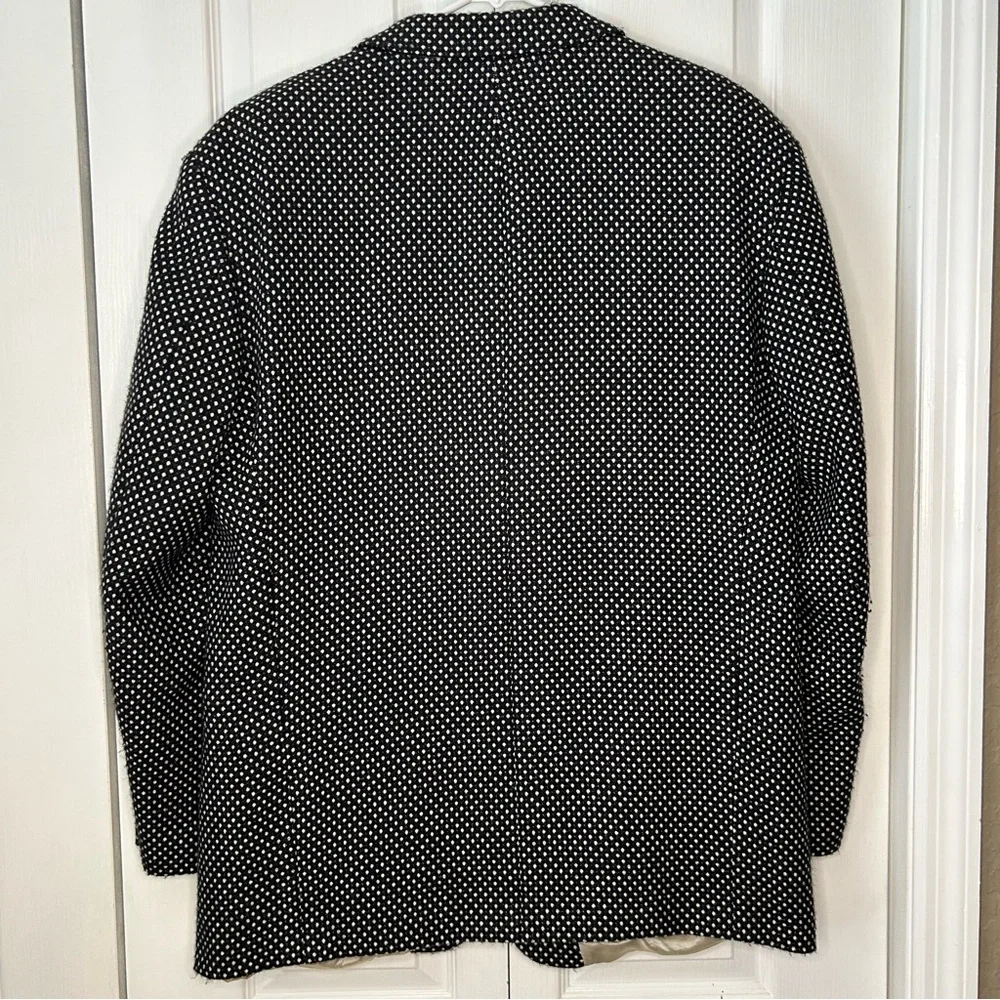 Vintage BOSS Hugo Boss Wool Cashmere Sport Coat Blazer Italy Black White 46R